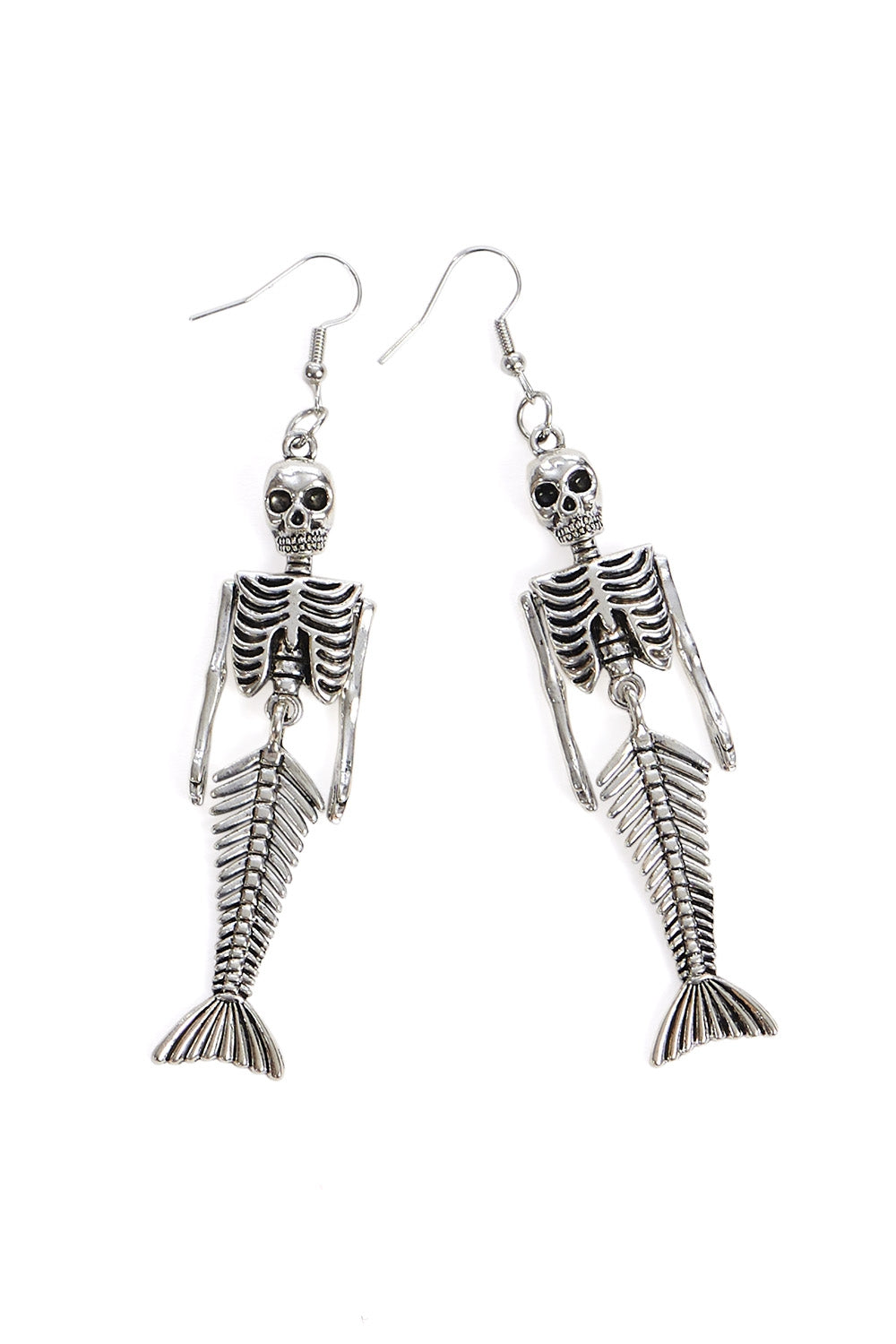 CALYPSO MERMAID SKELETON EARRINGS-Silver-One Size-EU