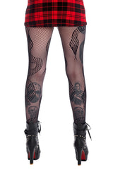 SNAKES FISHNET TIGHTS-Black-One Size-EU