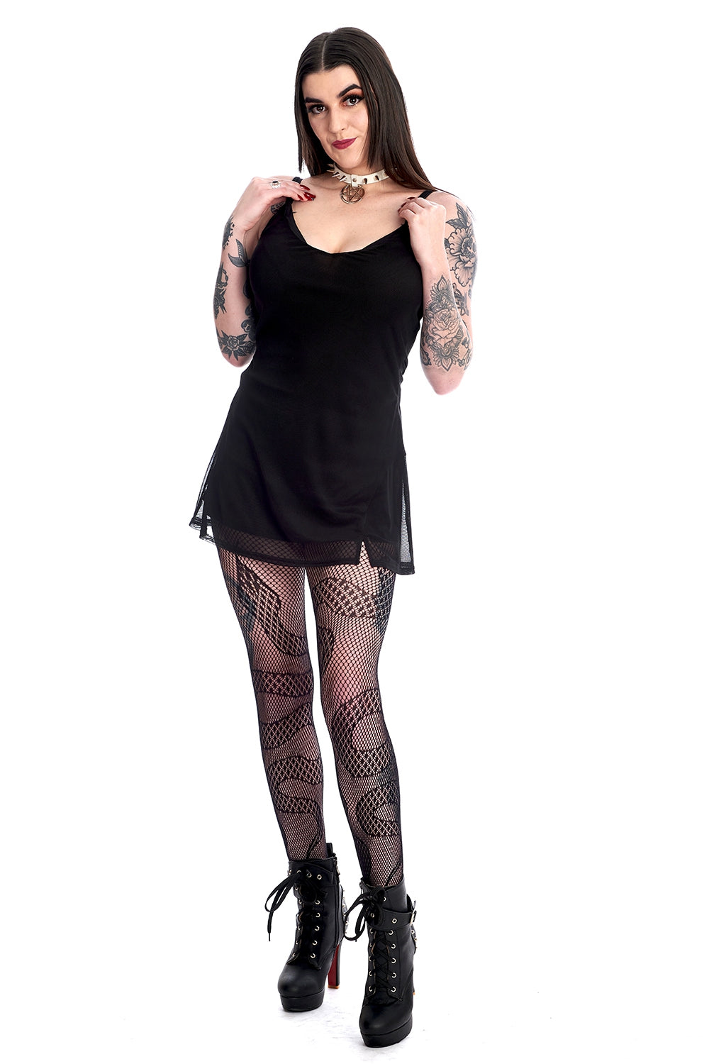 SNAKES FISHNET TIGHTS-Black-One Size-EU