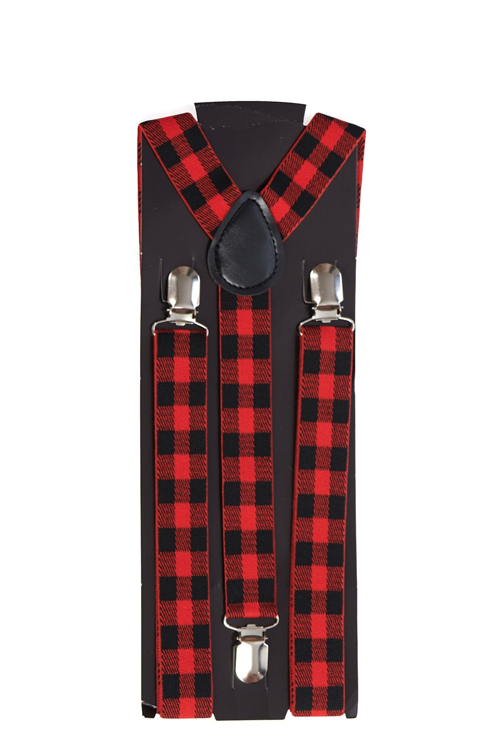 GINGHAM SUPENDERS-Red-One Size-EU
