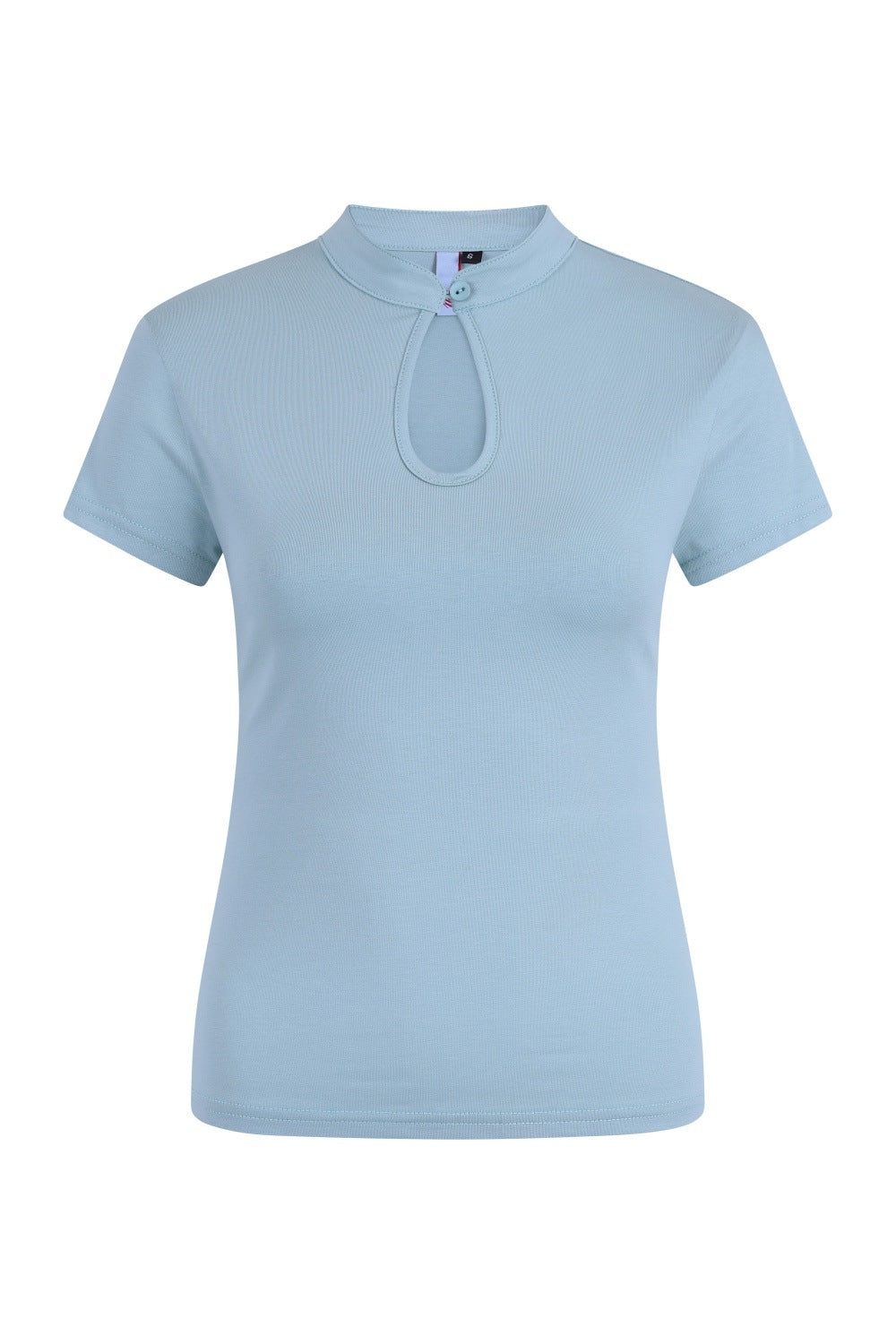 MANDARIN COLLAR TOP-Blue