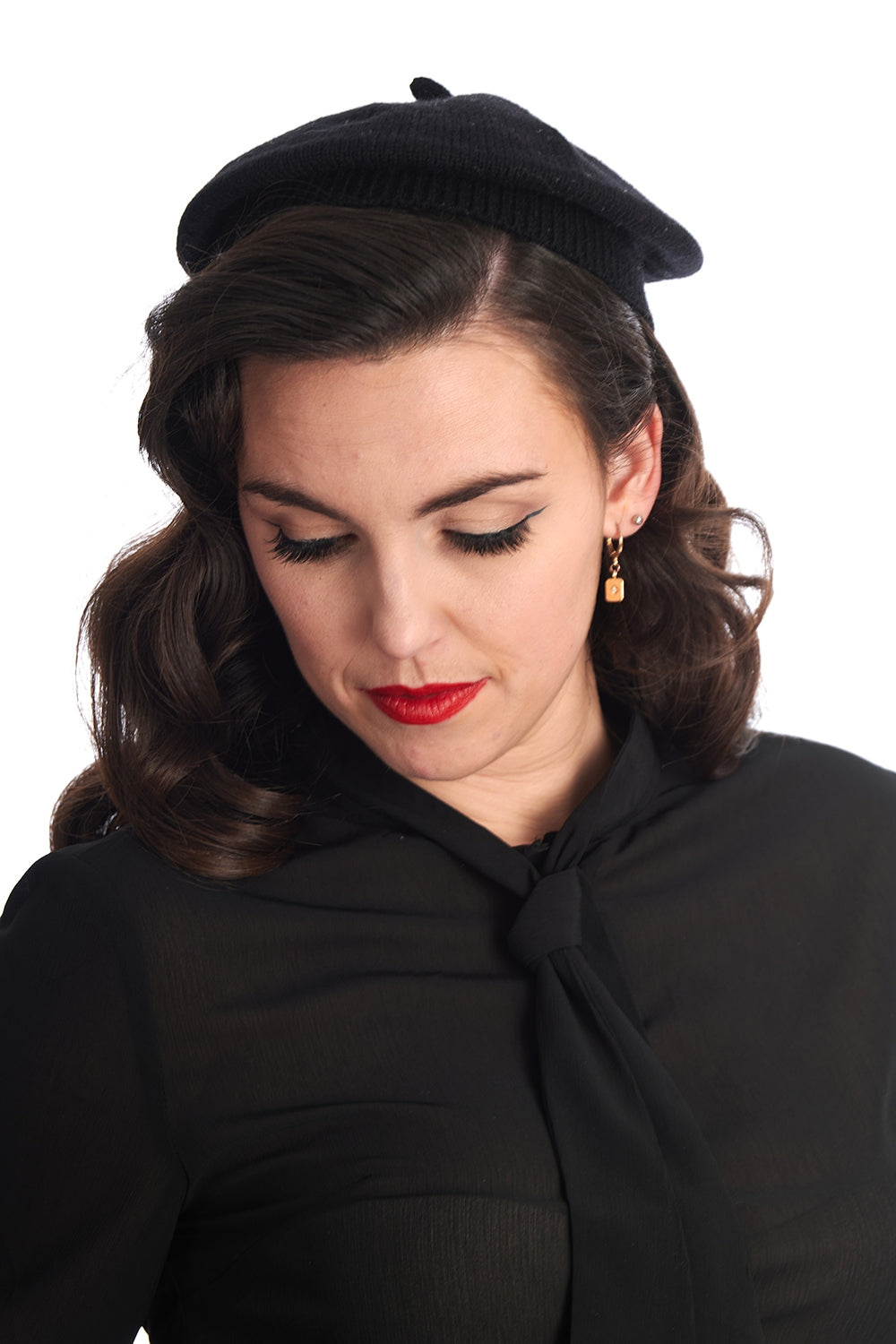 LORELEI KNITTED BERET-Black-One Size-EU