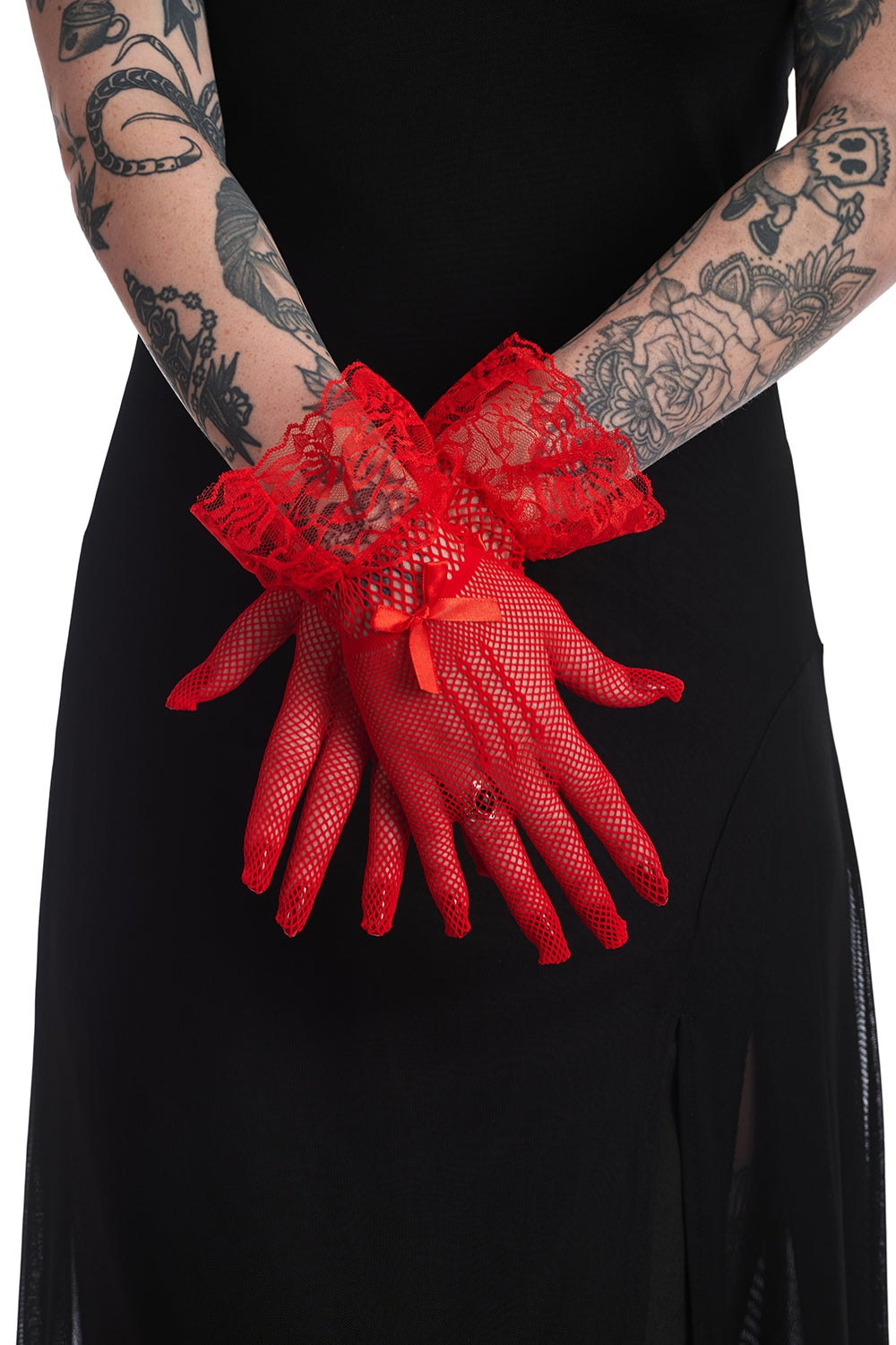 AMAL FISHNET GLOVES-Red-One Size-EU