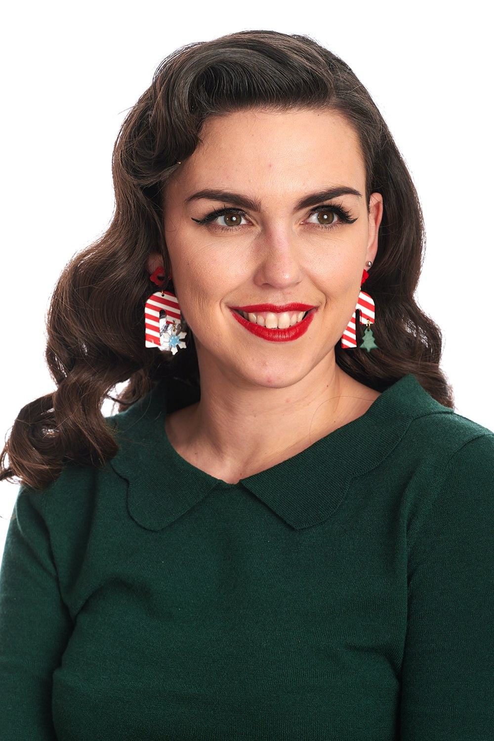 CANDY STRIPE EARRINGS-Red-One Size-EU