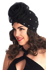 PETULA FLORAL TURBAN-Black-One Size-EU