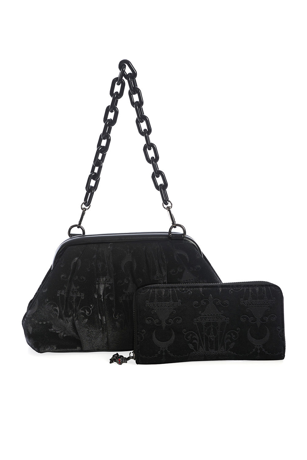 VELVET CHANDELIER SHOULDER BAG-Black-One Size-EU