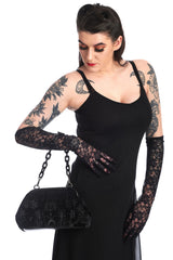 VELVET CHANDELIER SHOULDER BAG-Black-One Size-EU