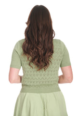 Banned Retro 50s Hearts Waves Cardigan-Green