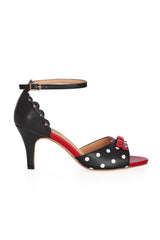 POPPY POLKA OPEN TOE SANDALS-Black