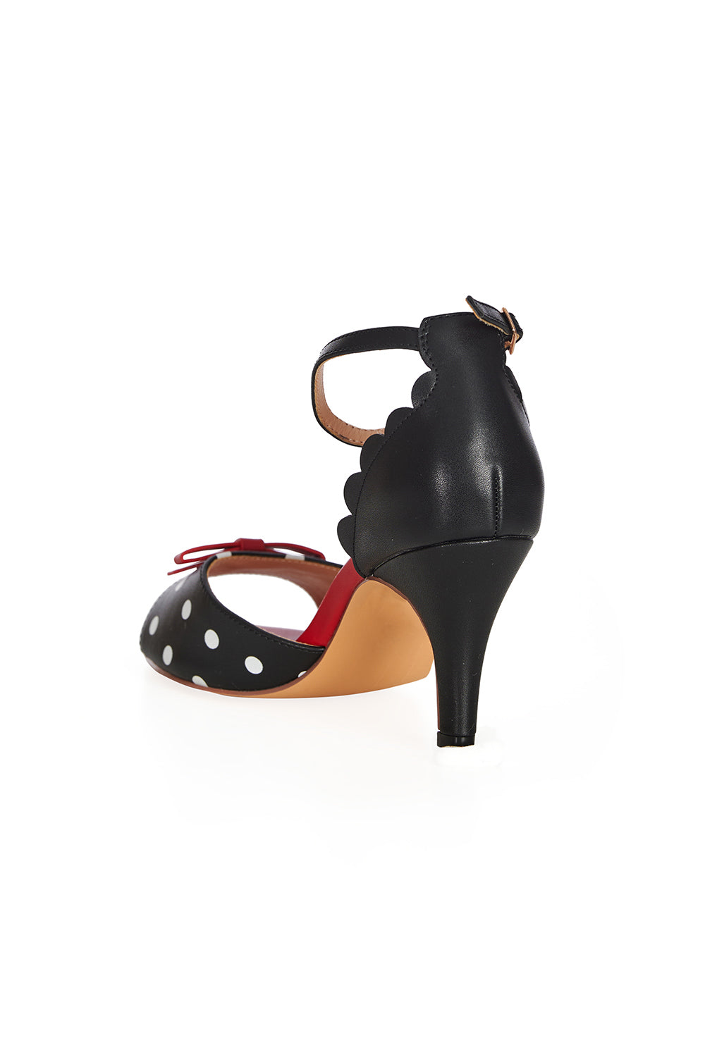 POPPY POLKA OPEN TOE SANDALS-Black