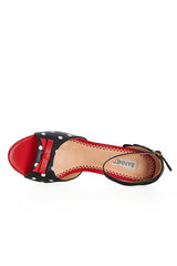 POPPY POLKA OPEN TOE SANDALS-Black