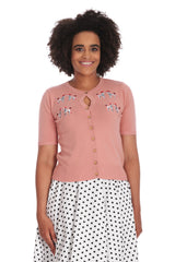 THE KISSING POODLES CARDIGAN-Pink