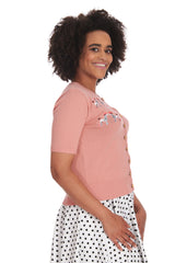THE KISSING POODLES CARDIGAN-Pink