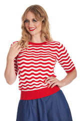 CATCHING WAVES JUMPER-Red