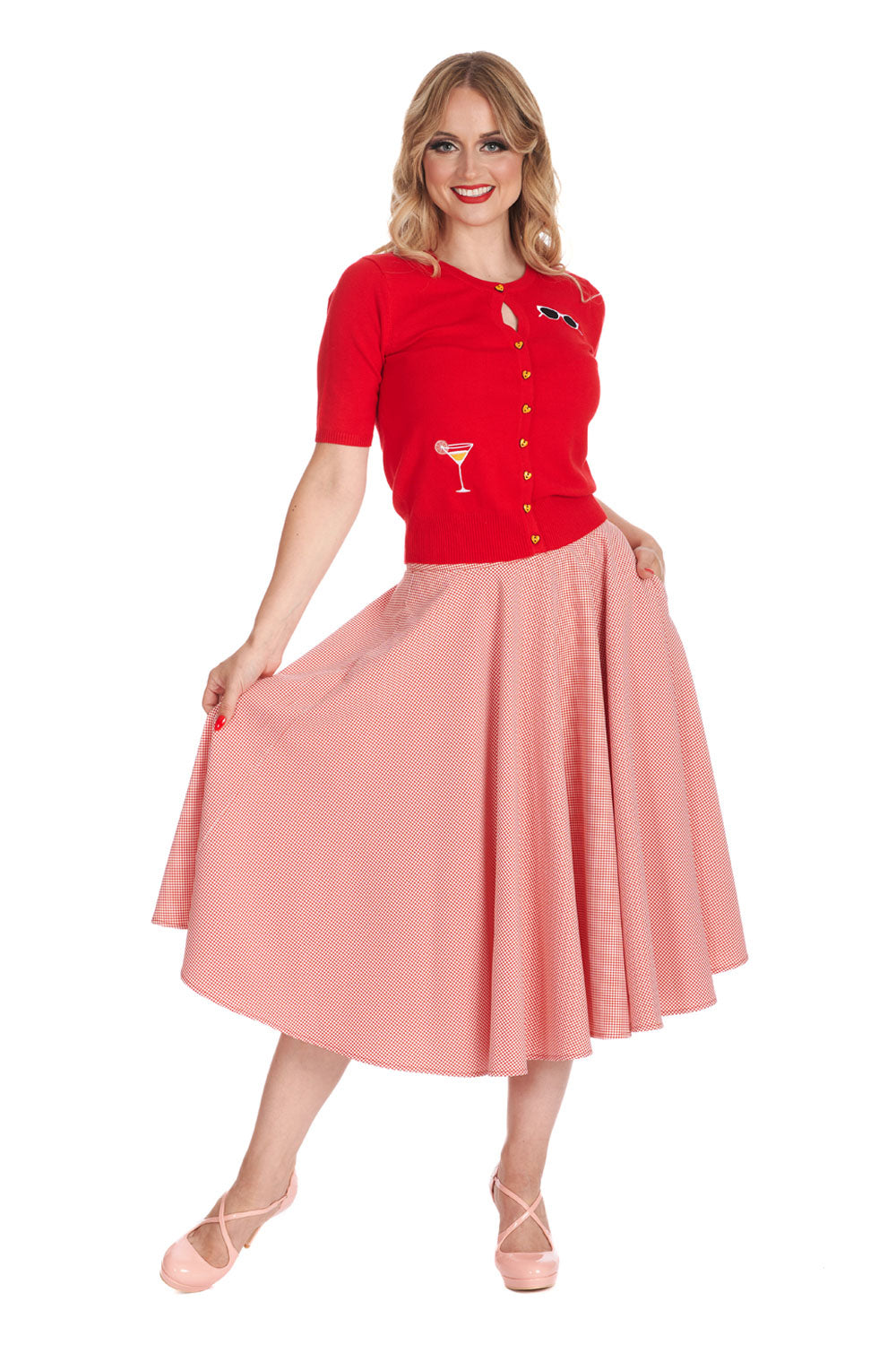 SALING BREEZE SWING SKIRT-Red