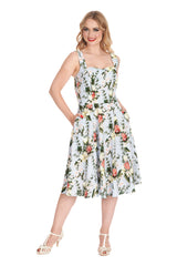 BLOOM SWING HALTER DRESS-Blue
