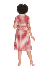 CHERRY CHECK  DRESS-Red