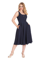 ROPE SWING DRESS-Navy