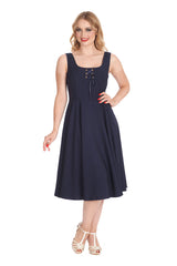 ROPE SWING DRESS-Navy