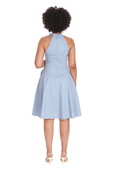 HATTIE HALTER  SPOT DRESS-Blue