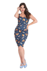 PORTOFINO LIVING PENCIL DRESS-Blue