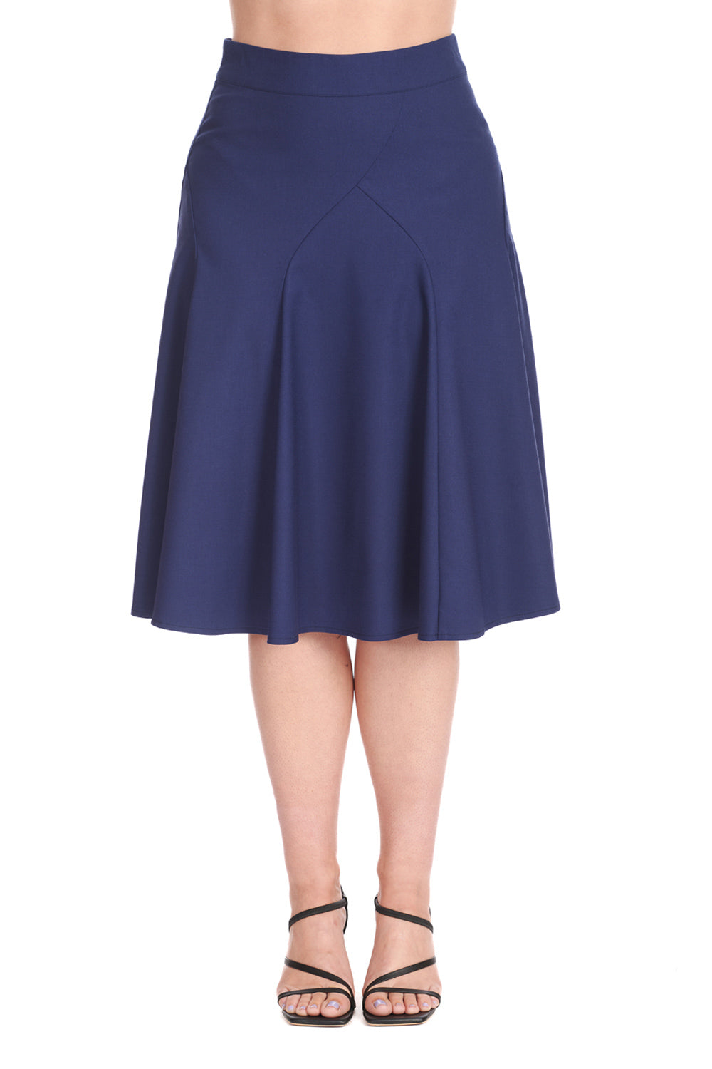 CAROL CLASSIC PANEL DETAIL SKIRT-Navy
