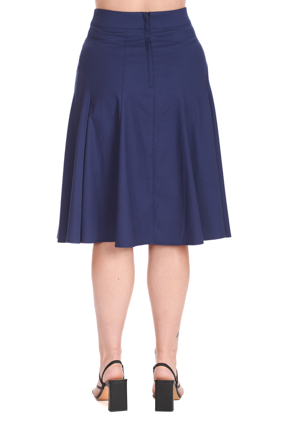 CAROL CLASSIC PANEL DETAIL SKIRT-Navy