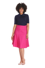 CAROL CLASSIC PANEL DETAIL SKIRT-Pink