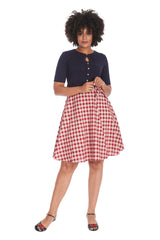 CHERRY CHECK  SKIRT-Red
