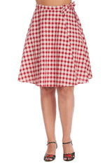 CHERRY CHECK  SKIRT-Red