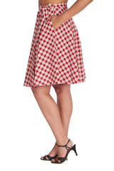 CHERRY CHECK  SKIRT-Red