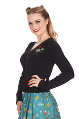 KEEP EM FLYING CARDIGAN-Black