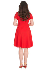 WONDER FIT & FLARE DRESS-Red