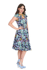 SUMMER BEE SWING DRESS-Navy