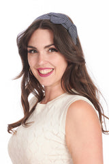 GENEVIEVE BOW HEAD BAND-Navy