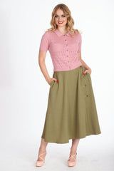 Banned Retro 50s Hearts Waves Cardigan-Pink