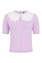 COLLAR CUTIE CARDIGAN-Lilac