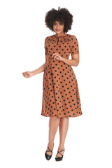 SPOT SET SAIL SWING DRESS-Brown