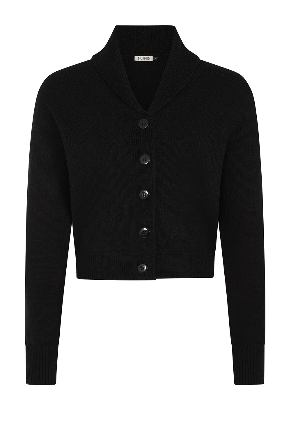 Banned Violet 40s/50s Crop Cardigan - Retro Style Shawl Collar Button-Up