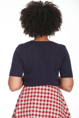 HEART BLOOMS CARDIGAN-Navy