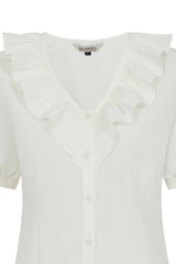FRAN FRILL BLOUSE White