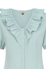 FRAN FRILL BLOUSE Blue