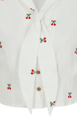 CHERRY VIBES BLOUSE White