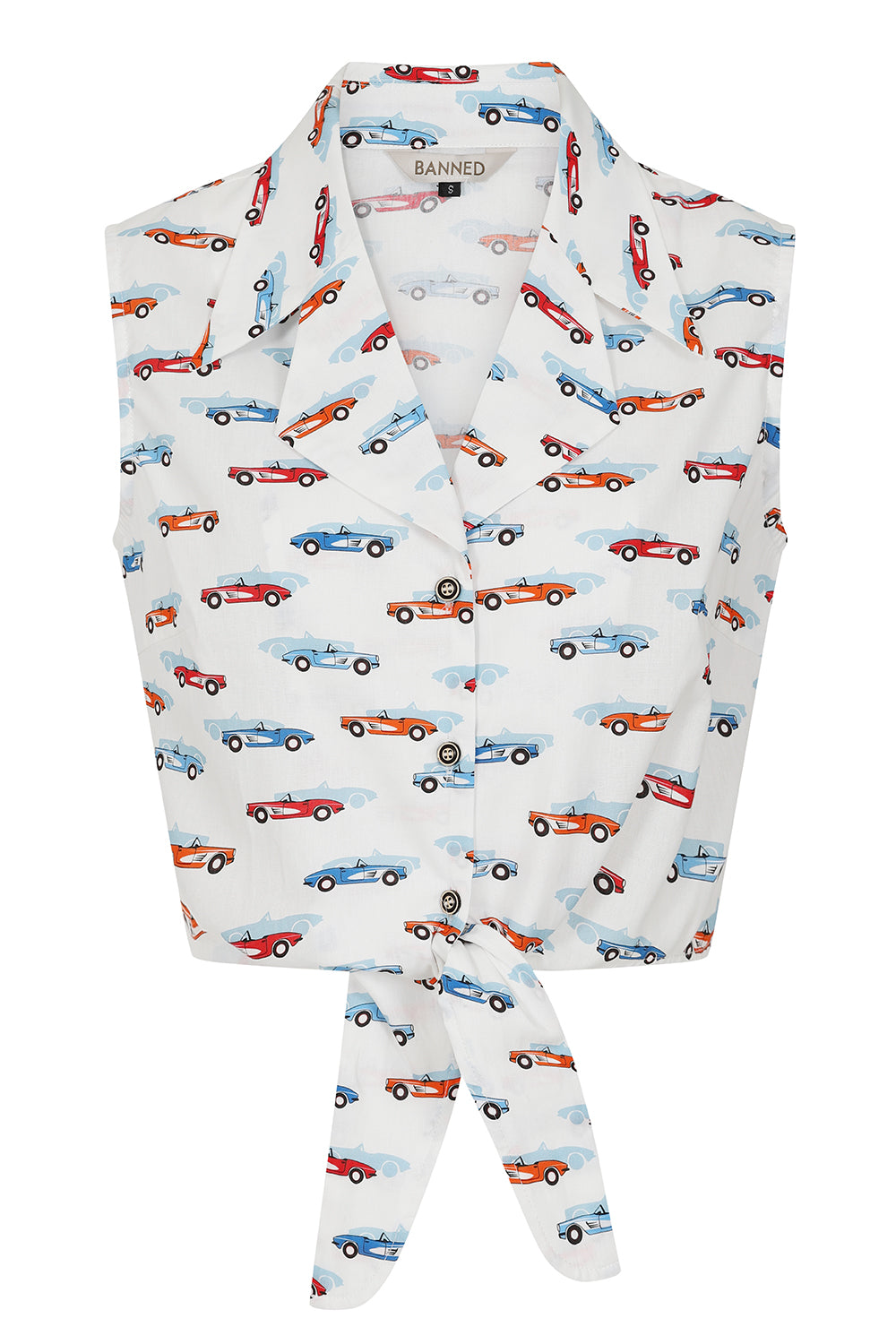 SANDY RETRO CAR BLOUSE White