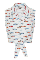 SANDY RETRO CAR BLOUSE White
