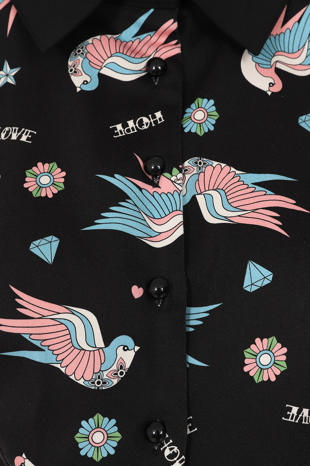 MARILOU SWALLOWS CROP BLOUSE Black