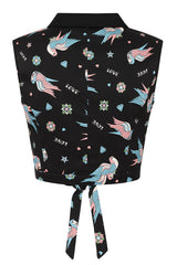 MARILOU SWALLOWS CROP BLOUSE Black
