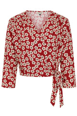 Gracie 40s blossom wrap blouse Red