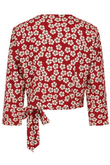 Gracie 40s blossom wrap blouse Red