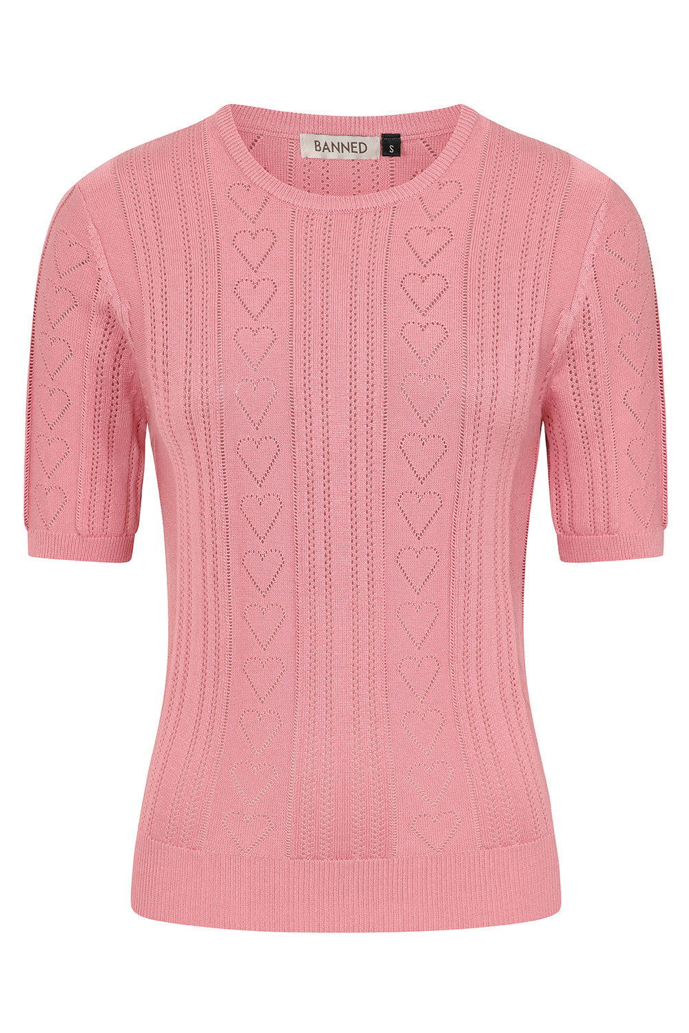 Banned Retro 50s Ruby Heart Jumper-Blush